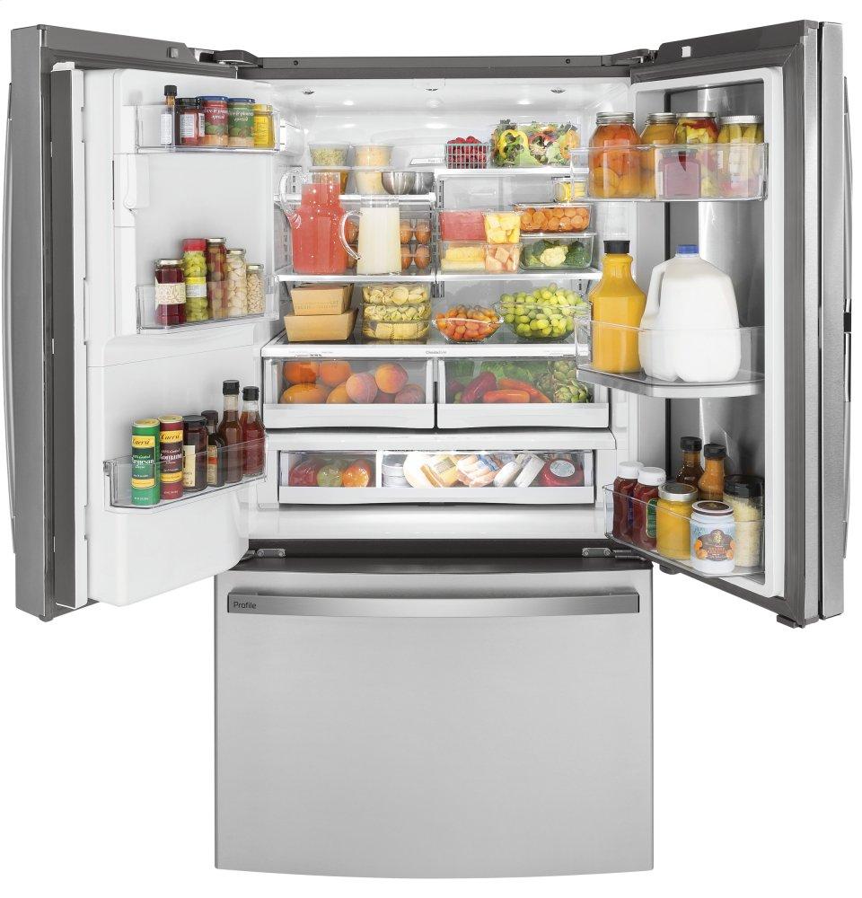 Ge Appliances PYD22KYNFS Ge Profile™ Series 22.1 Cu. Ft. Counter-Depth Fingerprint Resistant French-Door Refrigerator With Door In Door And Hands-Free Autofill