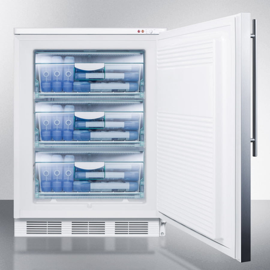 Summit VT65MLSSHV Freestanding Counter Height All-Freezer Capable Of -25 C Operation, With Lock, Wrapped Stainless Steel Door And Thin Handle