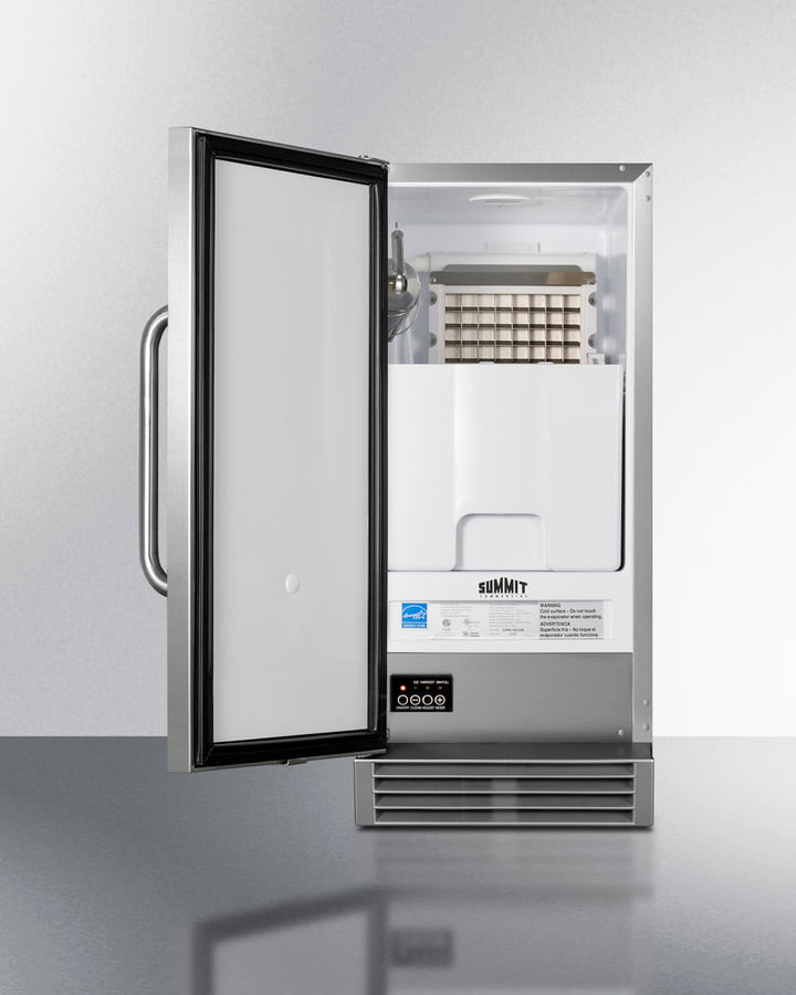 Summit BIM44GCSS 15" Wide 50 Lb. Built-In Undercounter Commercially Listed Clear Icemaker With Automatic Defrost, Internal Pump, And Complete Stainless Steel Exterior