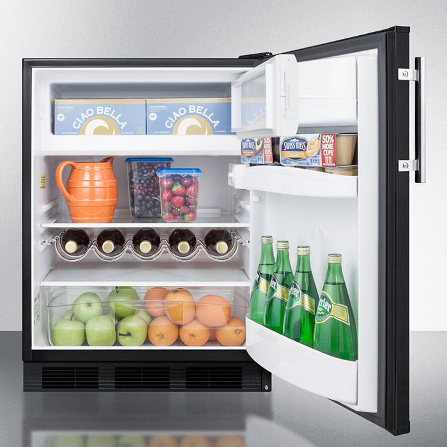 Summit CT663BK Freestanding Counter Height Refrigerator-Freezer For Residential Use, Cycle Defrost With Deluxe Interior And Black Finish
