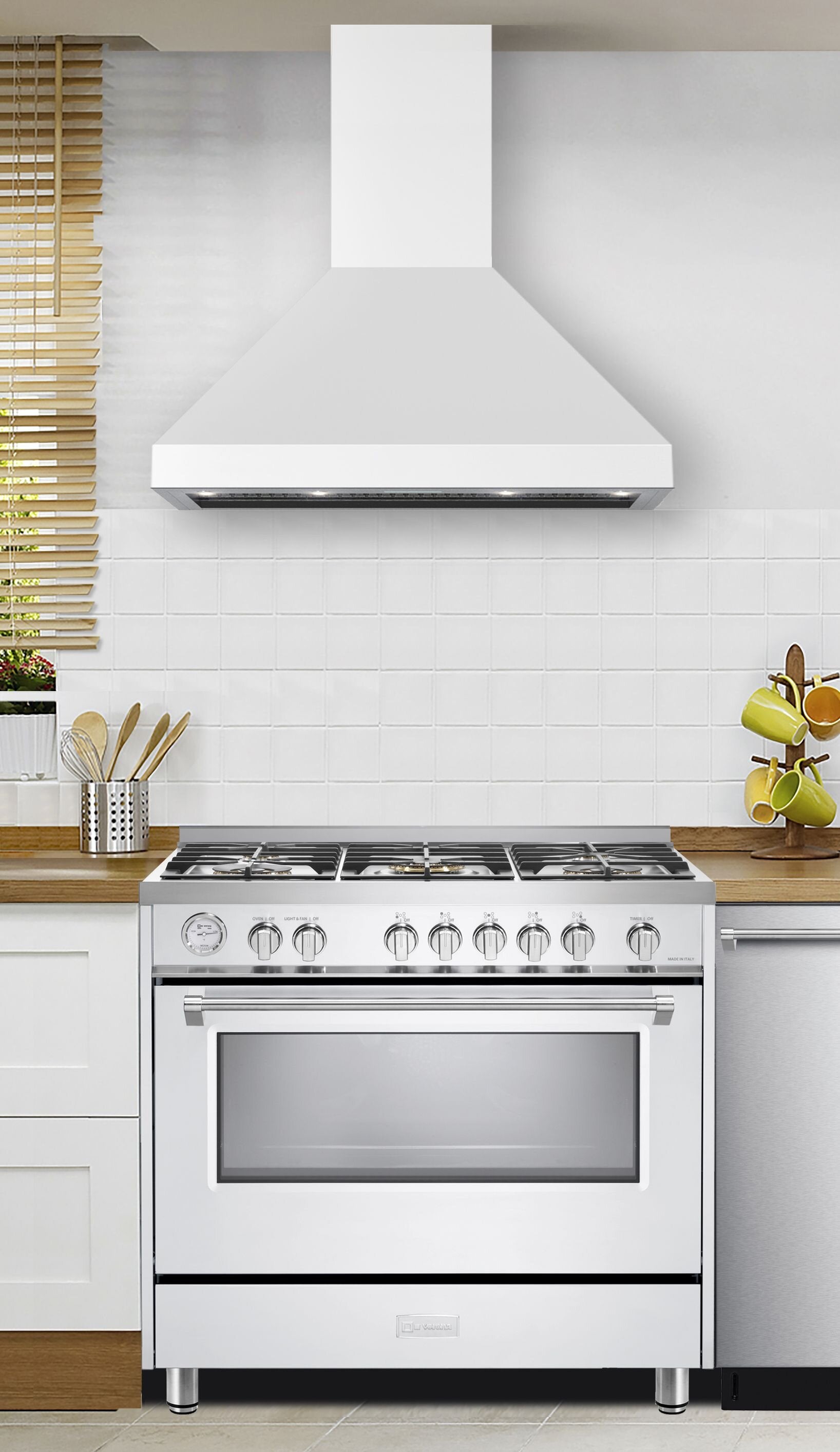 Verona VECHW36GW 36" Designer Chimney Wall Hood- 600 Cfm - 4 Speeds