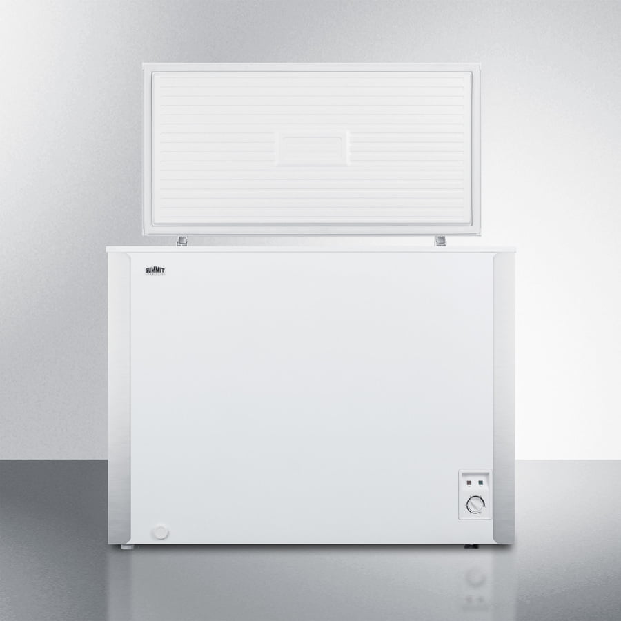 Summit SCFM62 Commercially Listed 7 Cu.Ft. Manual Defrost Chest Freezer In White With Stainless Steel Corner Protectors