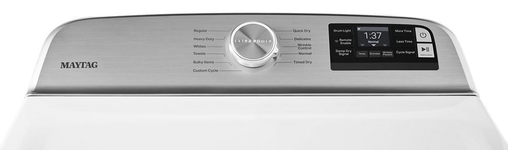 Maytag MED6230HW Smart Capable Top Load Electric Dryer With Extra Power Button - 7.4 Cu. Ft.