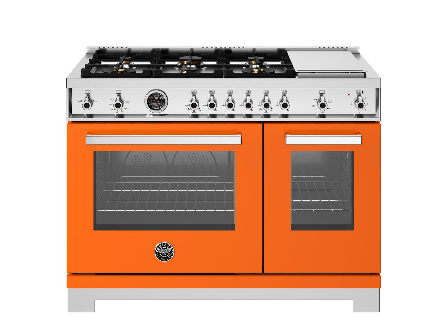Bertazzoni PRO486BTFGMART 48 Inch All-Gas Range 6 Brass Burners And Griddle Arancio