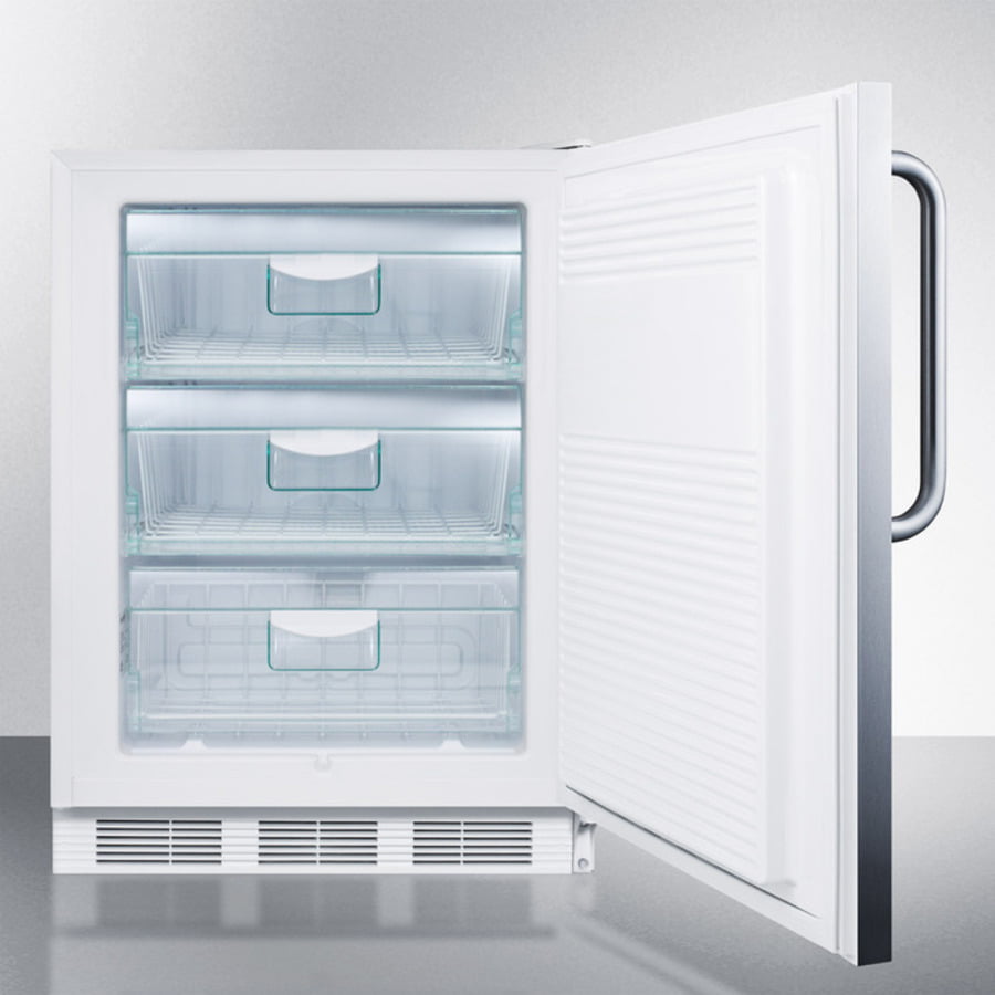 Summit VT65MLCSS Built-In Medical All-Freezer Capable Of -25 C Operation In Complete Stainless Steel With Front Lock; Built-In Or Freestanding Capable