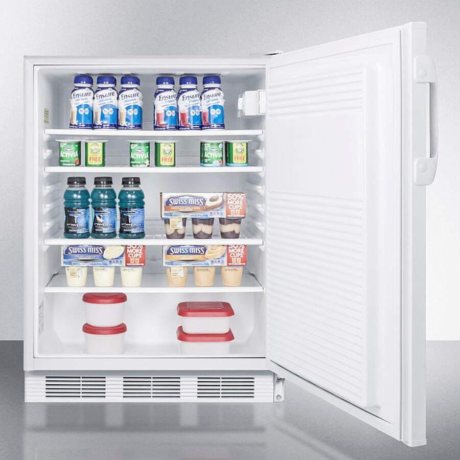 Summit AL751WLBI Ada Compliant Built-In Undercounter All-Refrigerator For General Purpose Use, With Lock, Auto Defrost Operation And White Exterior