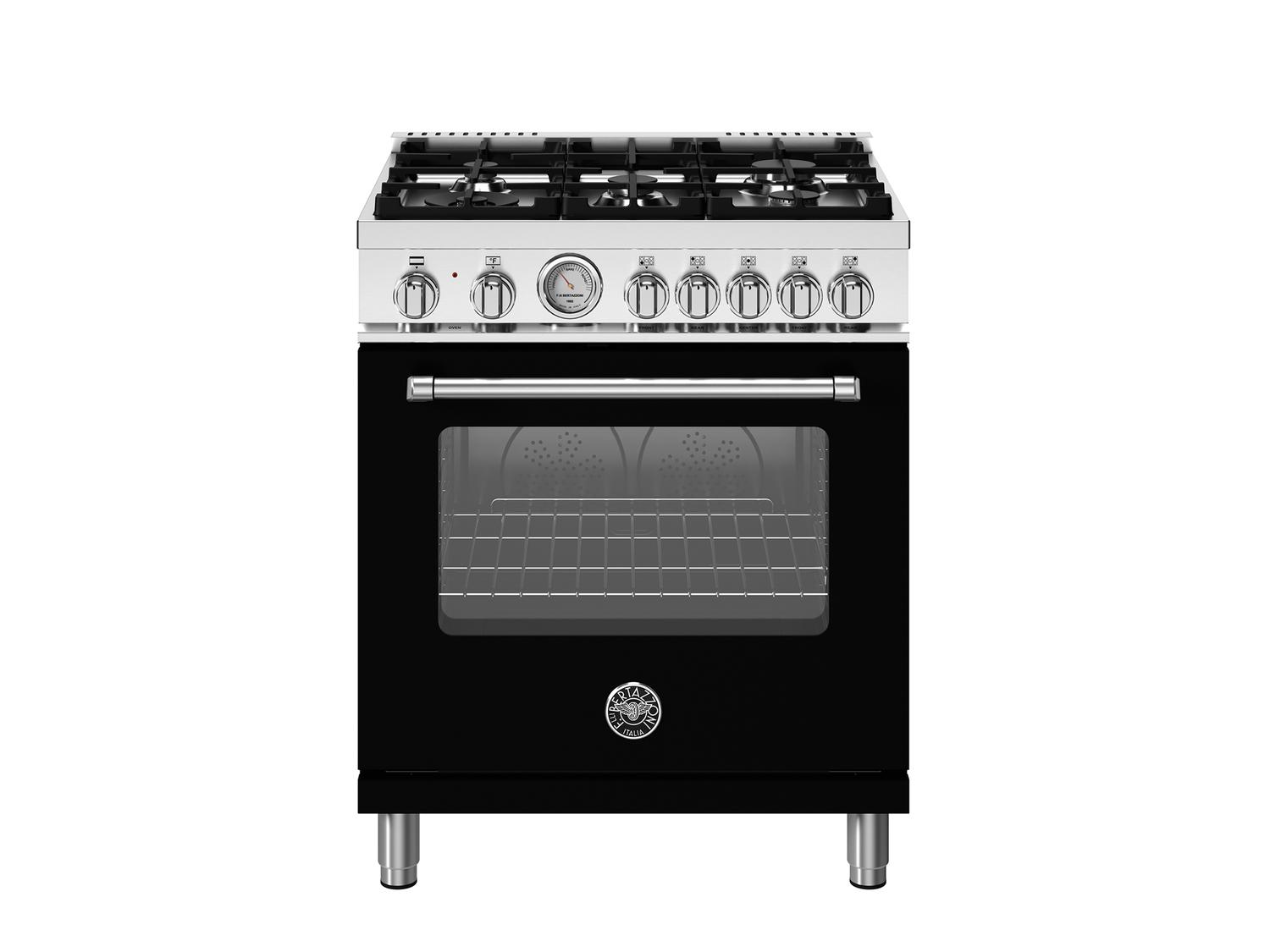 Bertazzoni MAS305DFMNEV 30 Inch Dual Fuel, 5 Burners, Electric Oven Nero Matt