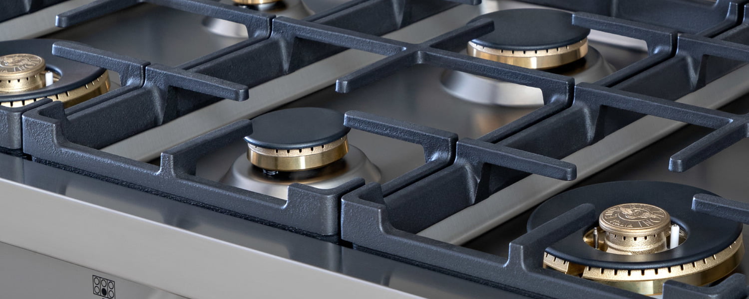 Bertazzoni PROF486GRTBXT 48 Gas Rangetop 6 Brass Burner + Electric Griddle Stainless Steel