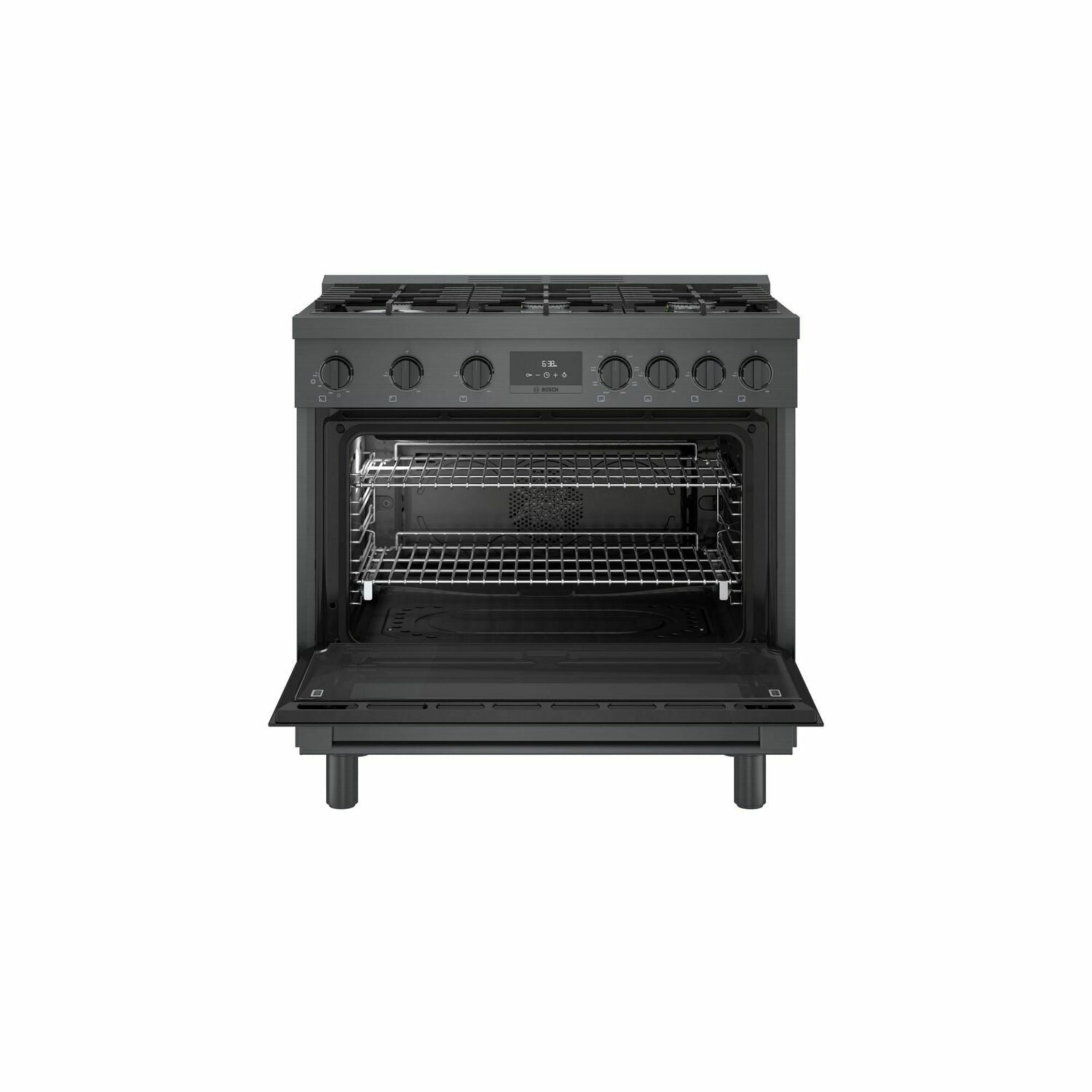 Bosch HDS8645U 800 Series Dual Fuel Freestanding Range 36'' Black Stainless Steel Hds8645U