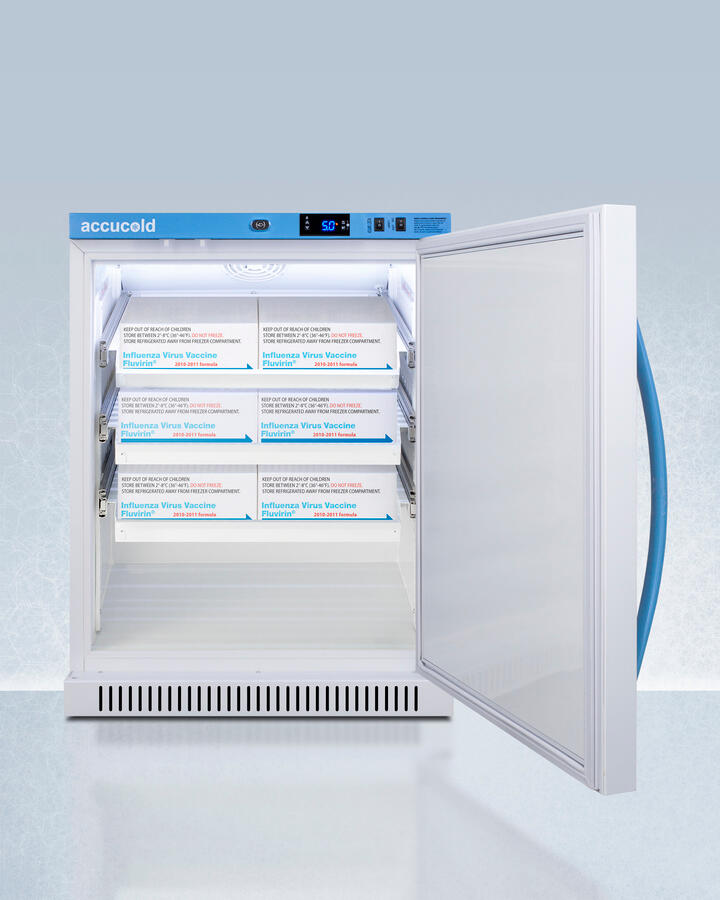 Summit ARS6PVDR Performance Series Pharma-Vac 6 Cu.Ft. Freestanding Ada Height All-Refrigerator For Vaccine Storage With Three Removable Ventilated Drawers, Antimicrobial Silver-Ion Handle, And Hospital Grade Cord With 'Green Dot' Plug