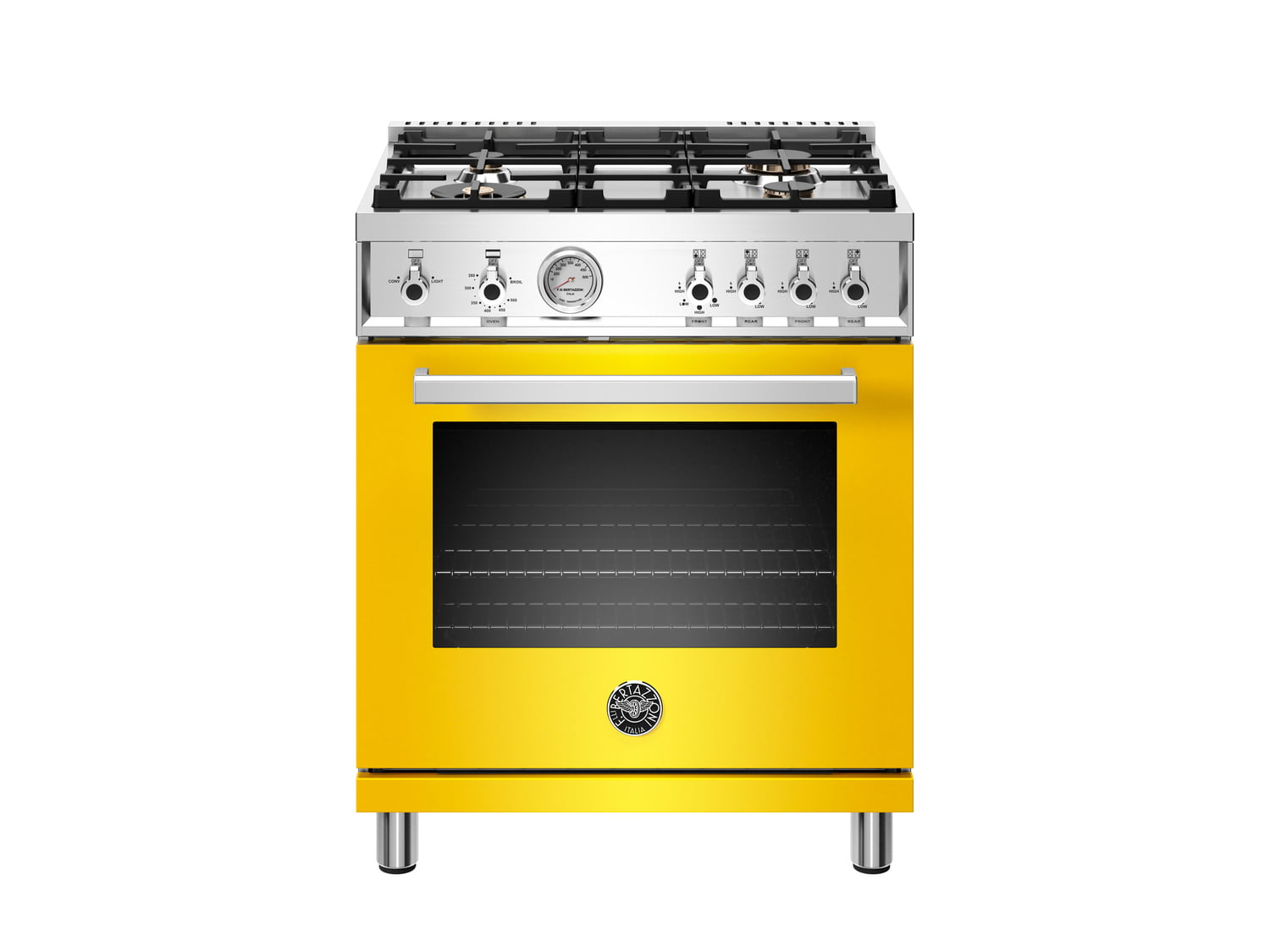 Bertazzoni PROF304GASGIT 30 Inch All Gas Range, 4 Brass Burner Giallo