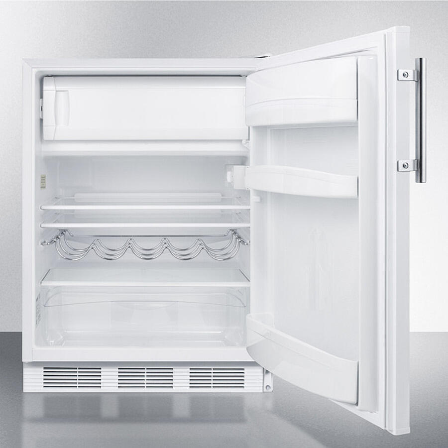 Summit CT661WBI Built-In Undercounter Refrigerator-Freezer For Residential Use, Cycle Defrost With A Deluxe Interior And White Exterior Finish
