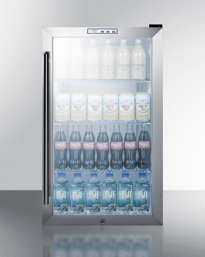 Summit SCR486LBI Commercial Built-In Capable Beverage Merchandiser With Glass Door, Black Cabinet, Front Lock, And Digital Thermostat