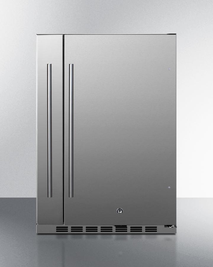 Summit FF19524 Shallow Depth 24" Wide Built-In All-Refrigerator With Slide-Out Storage Compartment