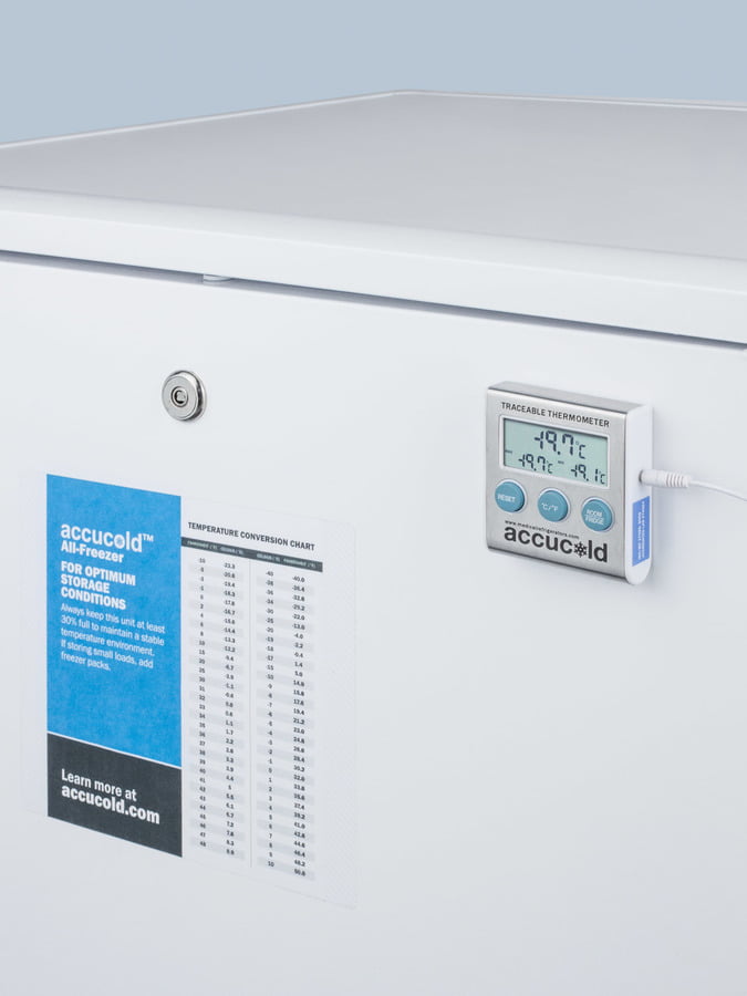 Summit VT65MLPLUS2 24" Wide All-Freezer For Freestanding Use, Manual Defrost With A Nist Calibrated Thermometer, Lock, And -25 C Capability