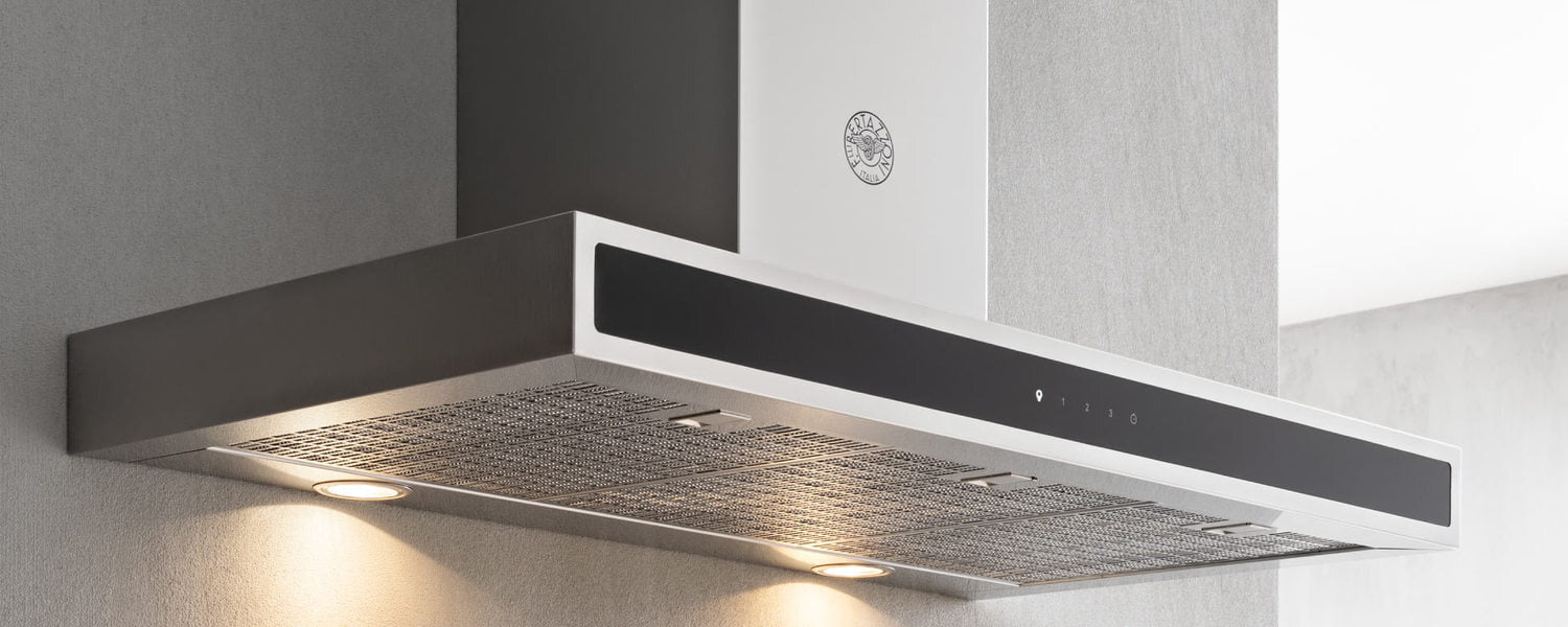 Bertazzoni KG48X 48 Wallmount Hood, Glass Front, 1 Motor 600 Cfm Stainless Steel