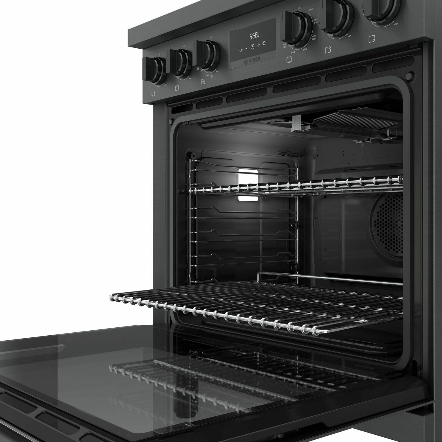 Bosch HDS8045U 800 Series Dual Fuel Freestanding Range 30'' Black Stainless Steel Hds8045U