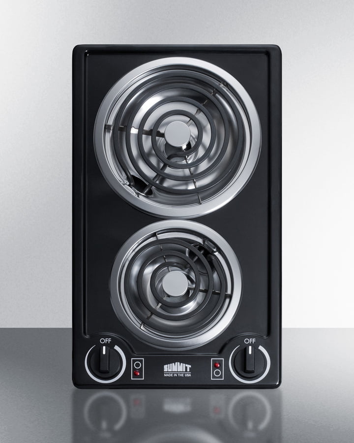Summit CCE226BL 12" Wide 230V 2-Burner Coil Cooktop