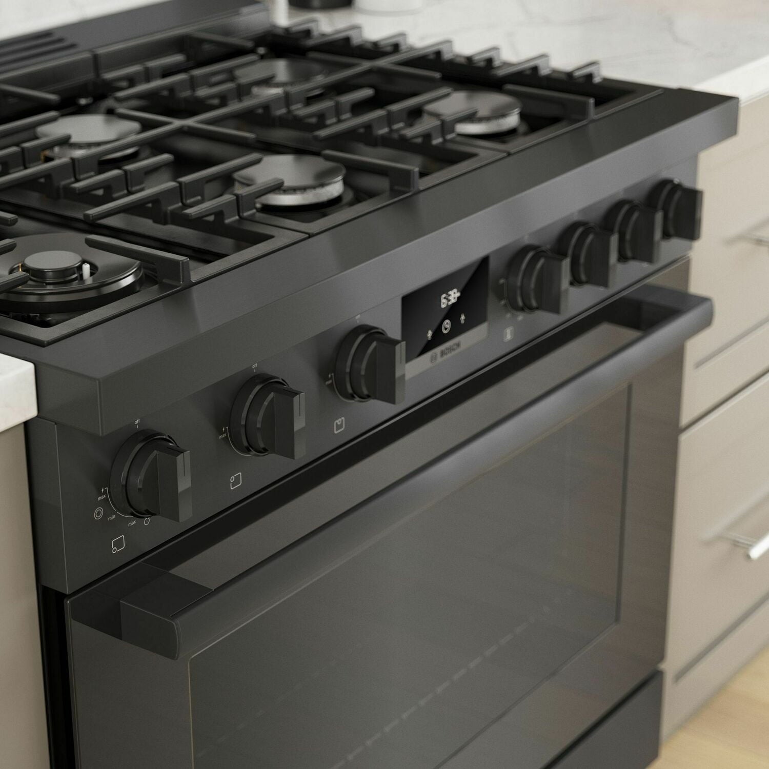 Bosch HGS8645UC 800 Series Gas Freestanding Range 36'' Black Stainless Steel Hgs8645Uc