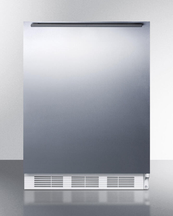 Summit AL750BISSHH Ada Compliant Built-In Undercounter All-Refrigerator For General Purpose Use, Auto Defrost W/Ss Wrapped Door, Horizontal Handle, And White Cabinet