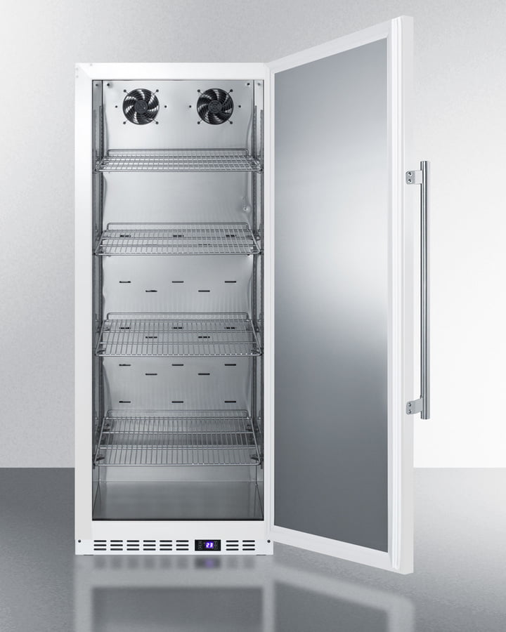 Summit FFAR12W 10.1 Cu.Ft. Commercial All-Refrigerator With Stainless Steel Interior, White Exterior, Digital Thermostat, Lock, And Automatic Defrost Operation