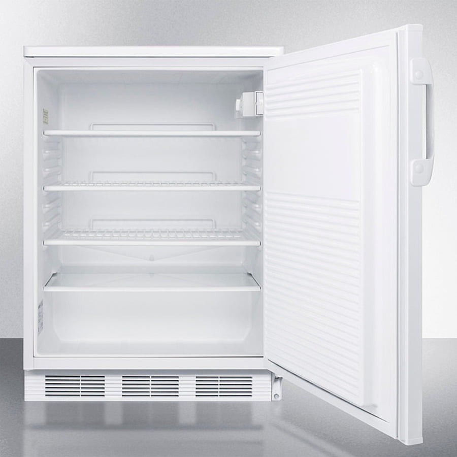 Summit FF7LW Commercially Listed Freestanding All-Refrigerator For General Purpose Use, With Front Lock, Automatic Defrost Operation And White Exterior