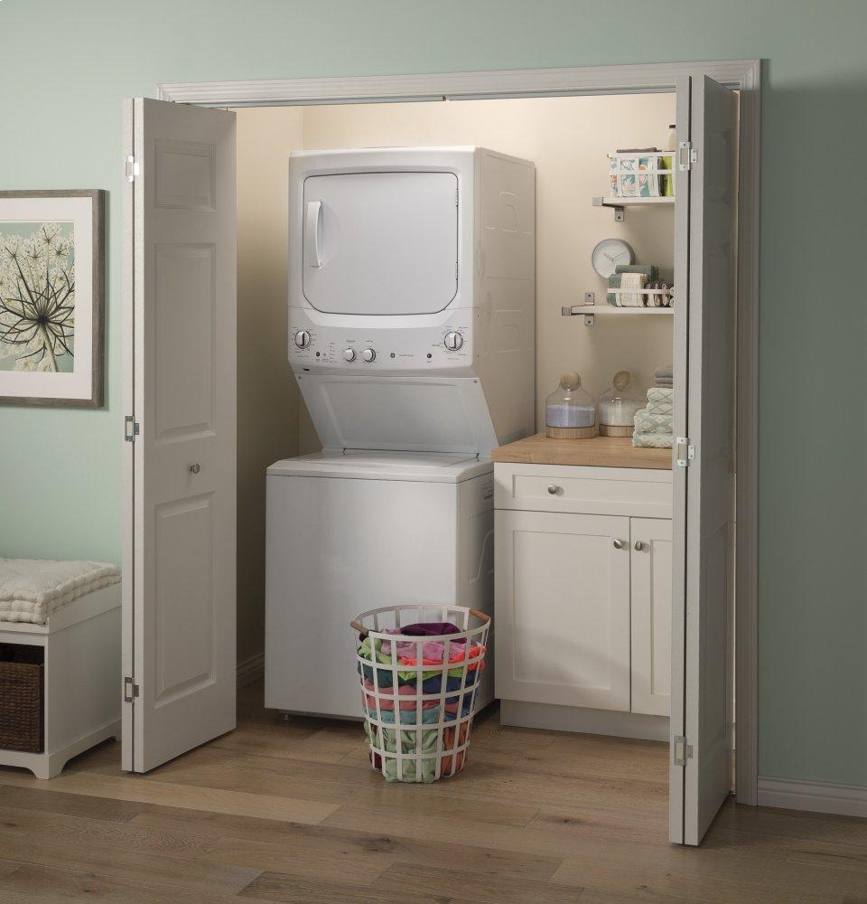 Ge Appliances GUV27ESSMWW Ge Unitized Spacemaker® 3.8 Cu. Ft. Capacity Washer With Stainless Steel Basket And 5.9 Cu. Ft. Capacity Long Vent Electric Dryer