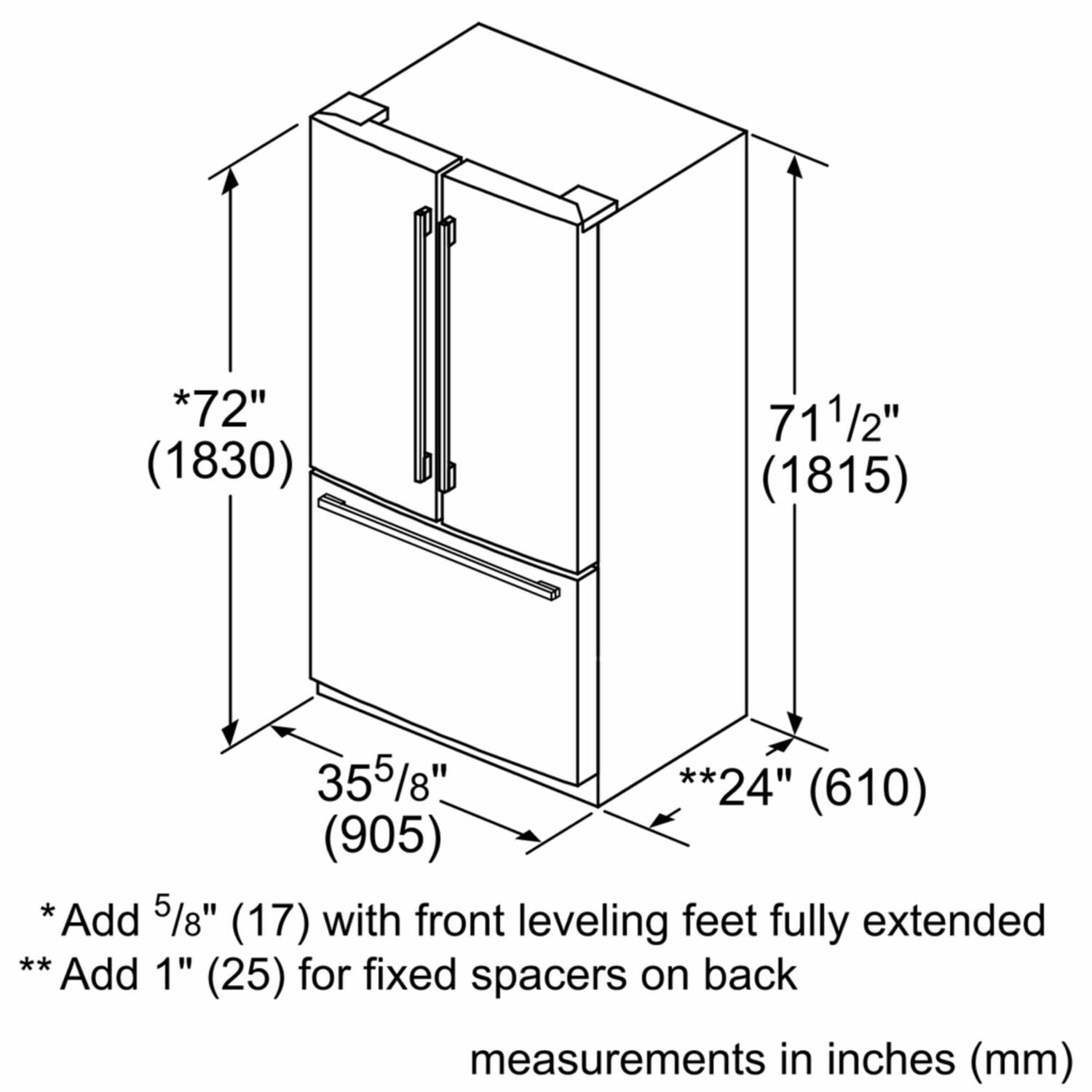 Bosch B36CT80SNS 800 Series French Door Bottom Mount Refrigerator 36'' Easy Clean Stainless Steel B36Ct80Sns