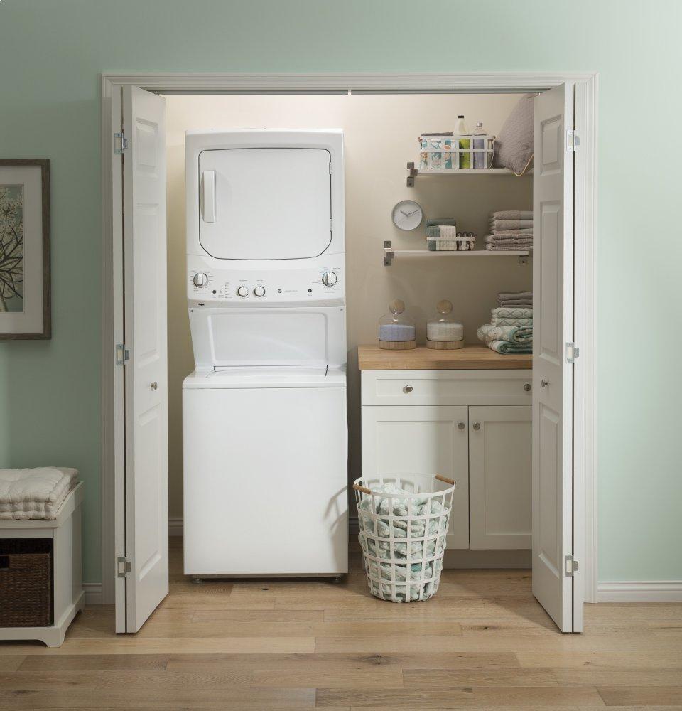 Ge Appliances GUV27ESSMWW Ge Unitized Spacemaker® 3.8 Cu. Ft. Capacity Washer With Stainless Steel Basket And 5.9 Cu. Ft. Capacity Long Vent Electric Dryer