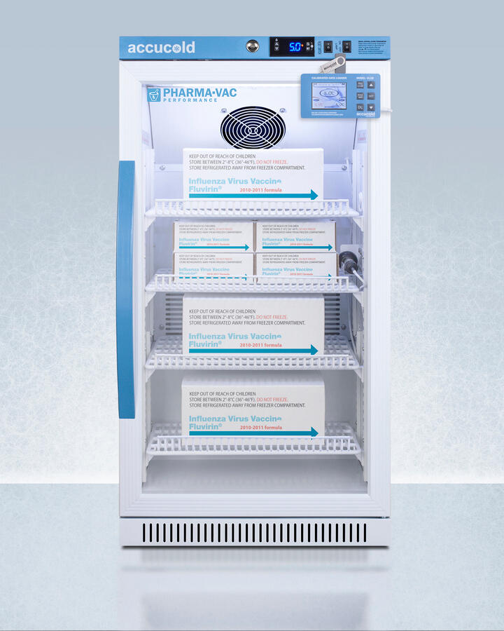 Summit ARG31PVBIADADL2B Performance Series Pharma-Vac 2.83 Cu.Ft. Ada Height Glass Door Commercial All-Refrigerator For The Display And Refrigeration Of Vaccines; Designed For Freestanding Or Recessed Installation, With Factory-Installed Data Logger