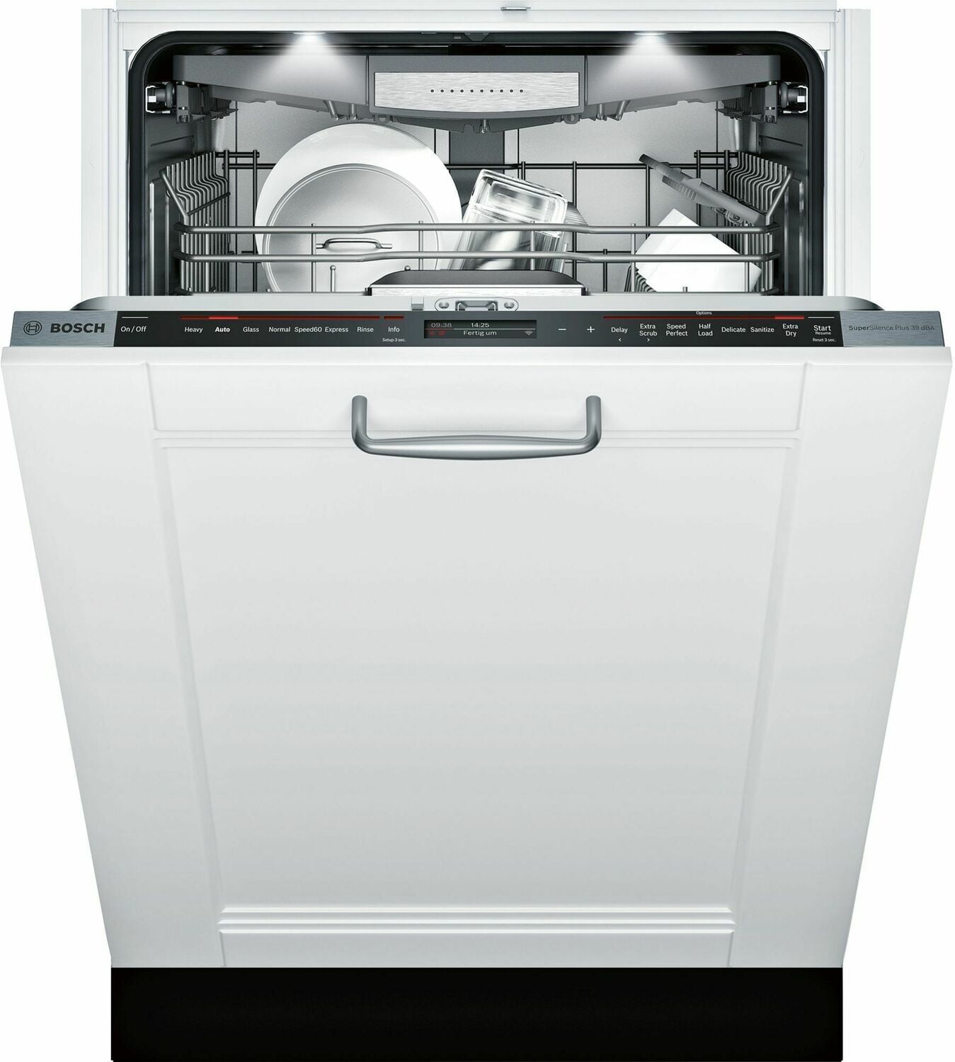Bosch SHV89PW73N Benchmark Custom Panel, 7/7 Cycles, 39 Dba, Flex 3Rd Rck, All Lvl Telescopic Glides, Int Light, Wtr Sfr, Tft Disp, Ss Toekick - Cp