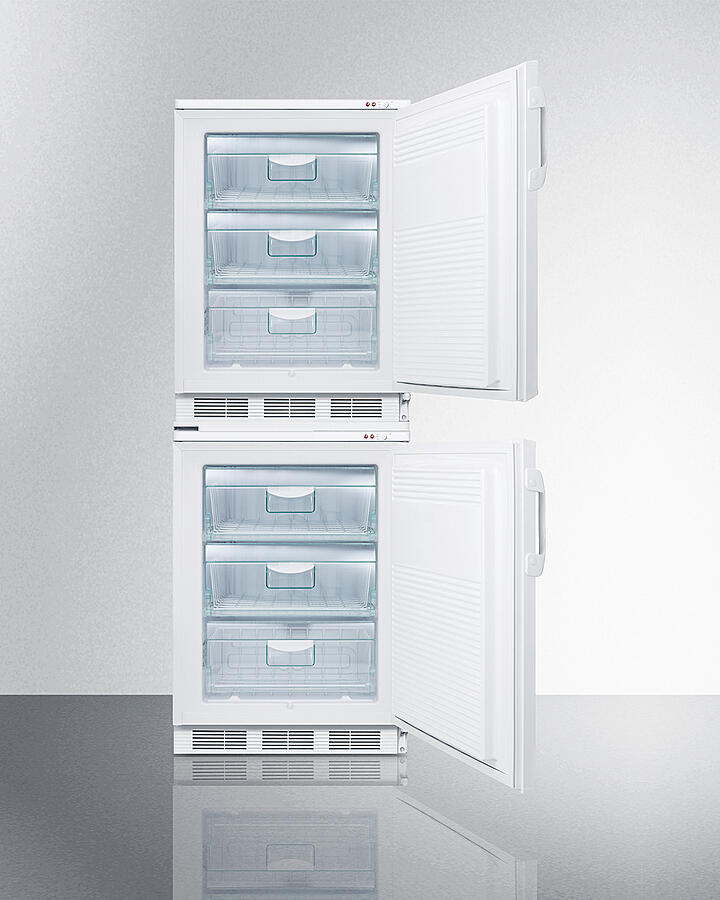 Summit VT65MLSTACK 24 Inch Wide Stacked General Purpose All-Freezers Capable Of -25 C Operation, With Removable Basket Drawers And Factory-Installed Lock