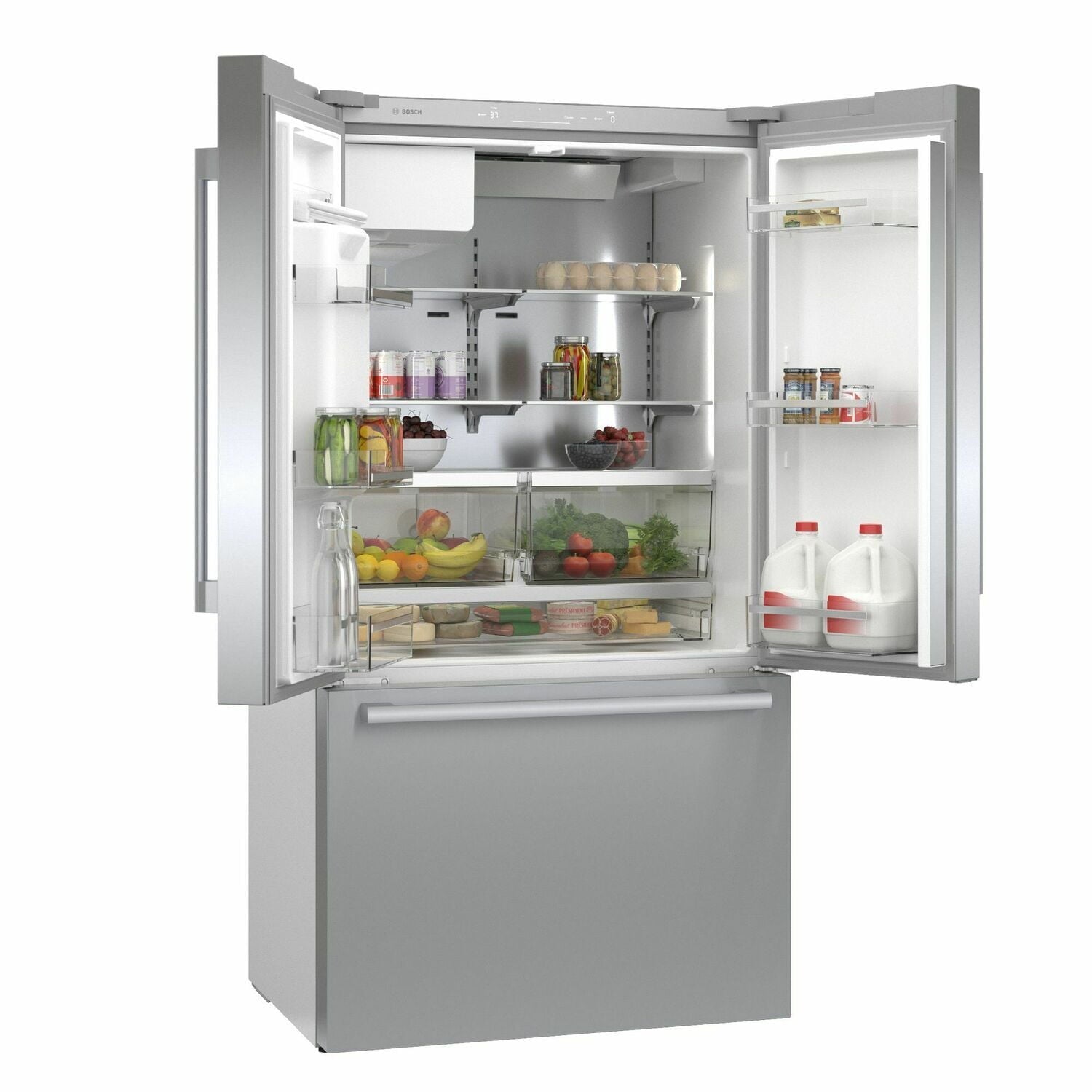 Bosch B36CD50SNS 500 Series French Door Bottom Mount Refrigerator 36'' Easy Clean Stainless Steel B36Cd50Sns