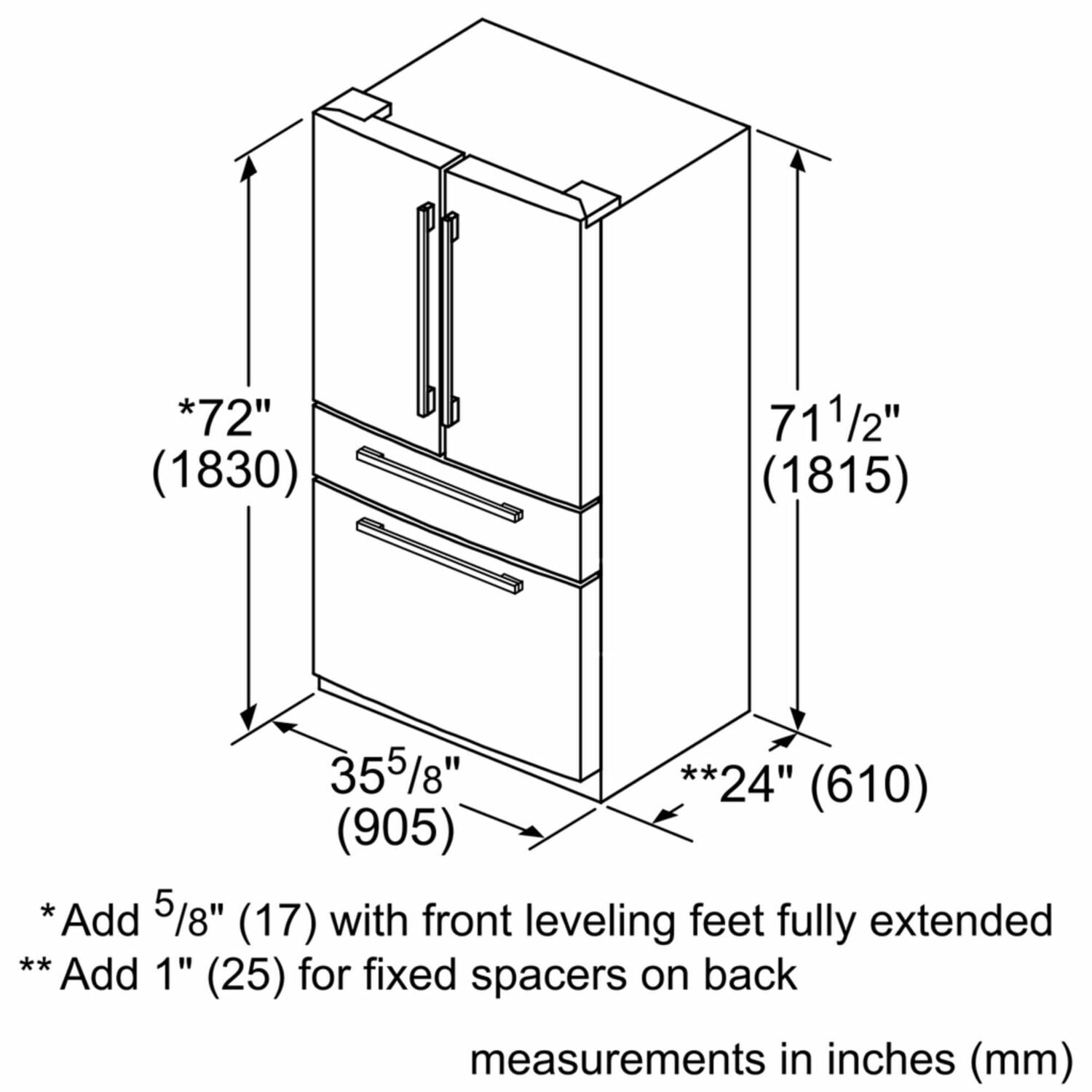 Bosch B36CL80SNS 800 Series French Door Bottom Mount Refrigerator 36'' Easy Clean Stainless Steel B36Cl80Sns