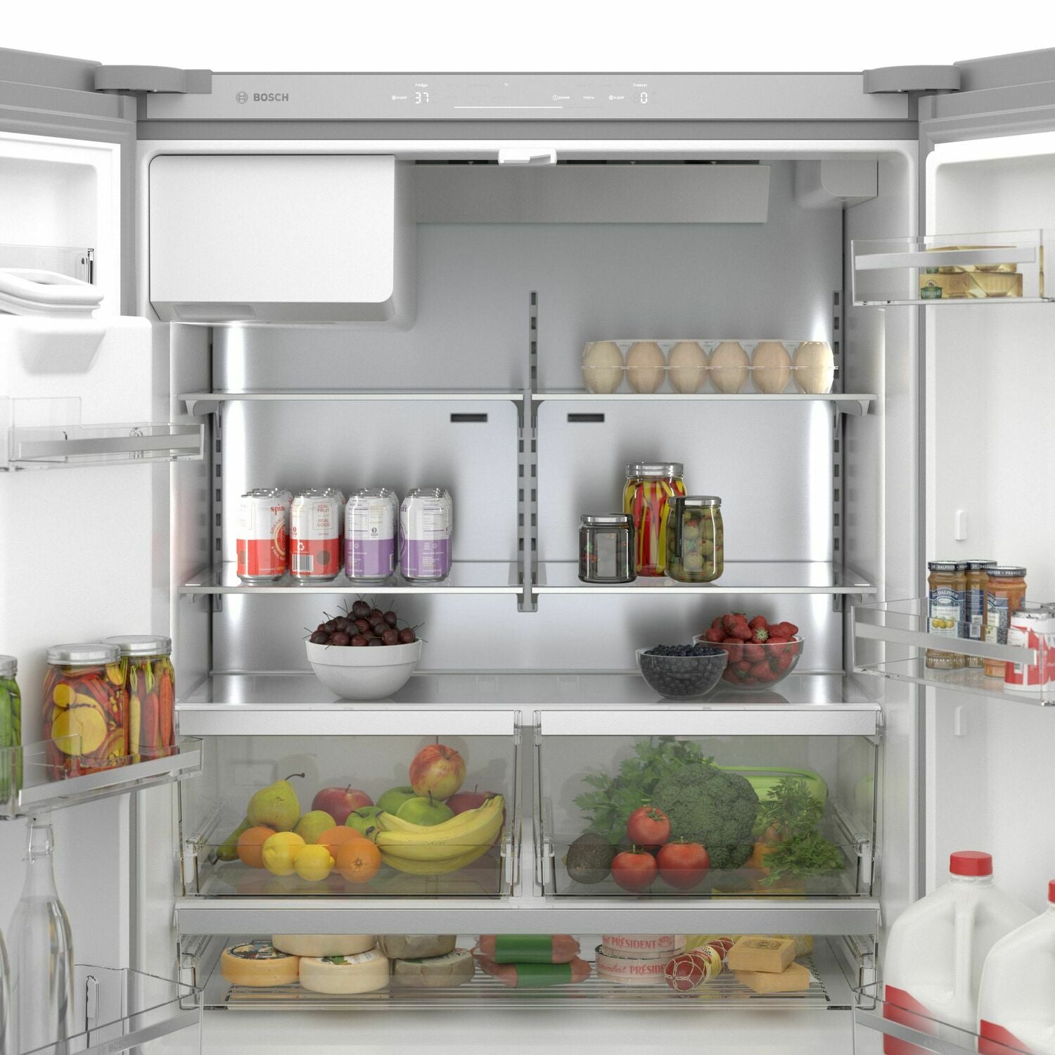 Bosch B36CD50SNS 500 Series French Door Bottom Mount Refrigerator 36'' Easy Clean Stainless Steel B36Cd50Sns