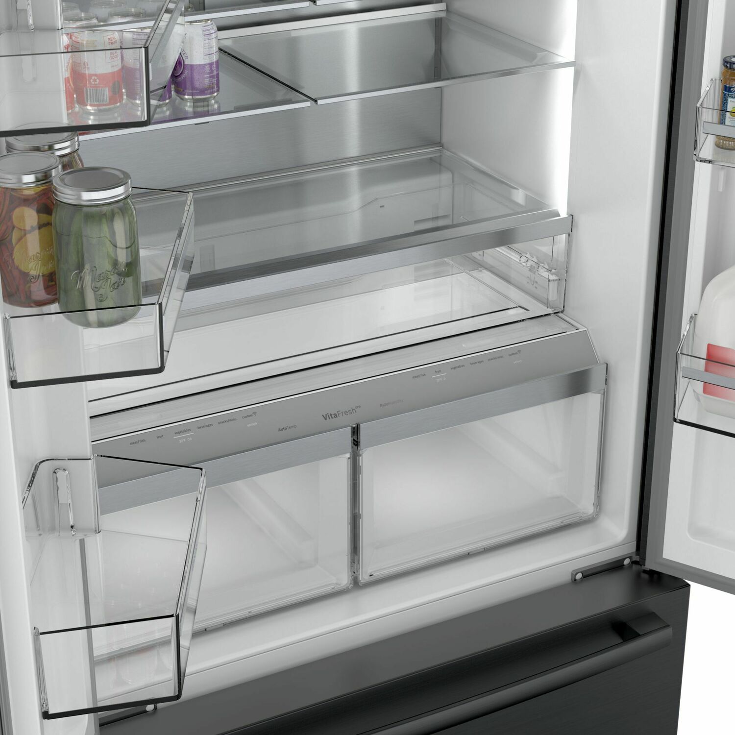 Bosch B36CT80SNB 800 Series French Door Bottom Mount Refrigerator 36'' Black Stainless Steel B36Ct80Snb