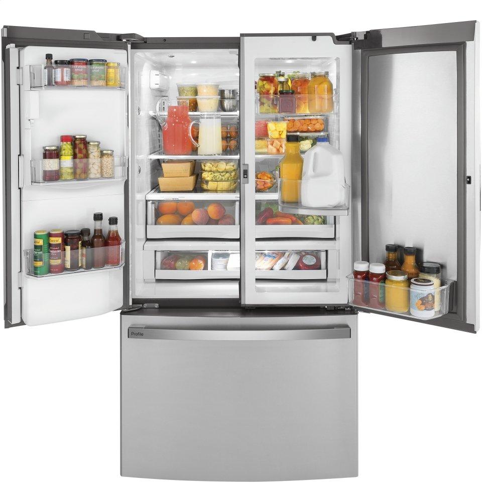 Ge Appliances PYD22KYNFS Ge Profile™ Series 22.1 Cu. Ft. Counter-Depth Fingerprint Resistant French-Door Refrigerator With Door In Door And Hands-Free Autofill