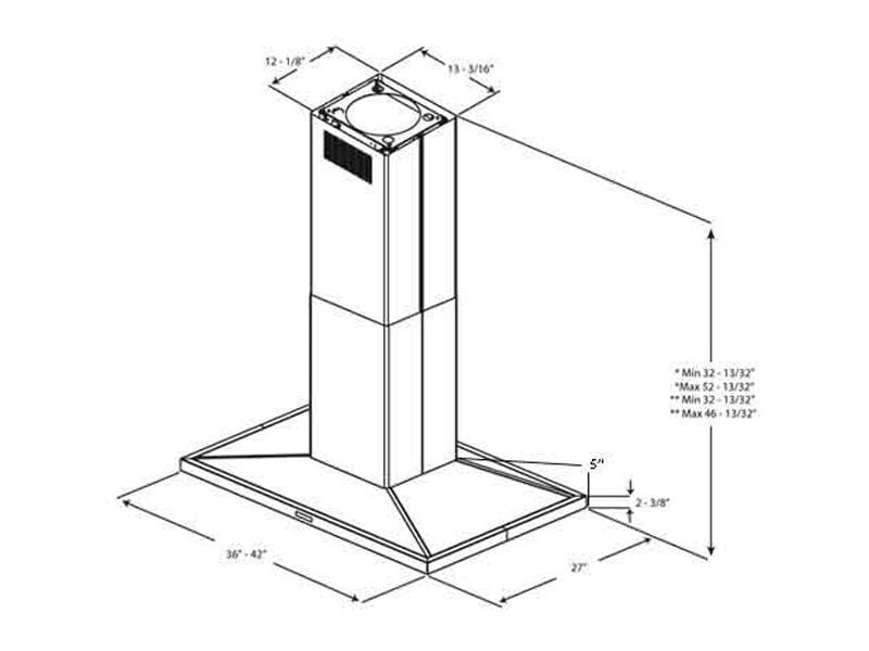 Elica KIT0100317 Optional Long Chimney Extension Kit For 9'0 - 12'0