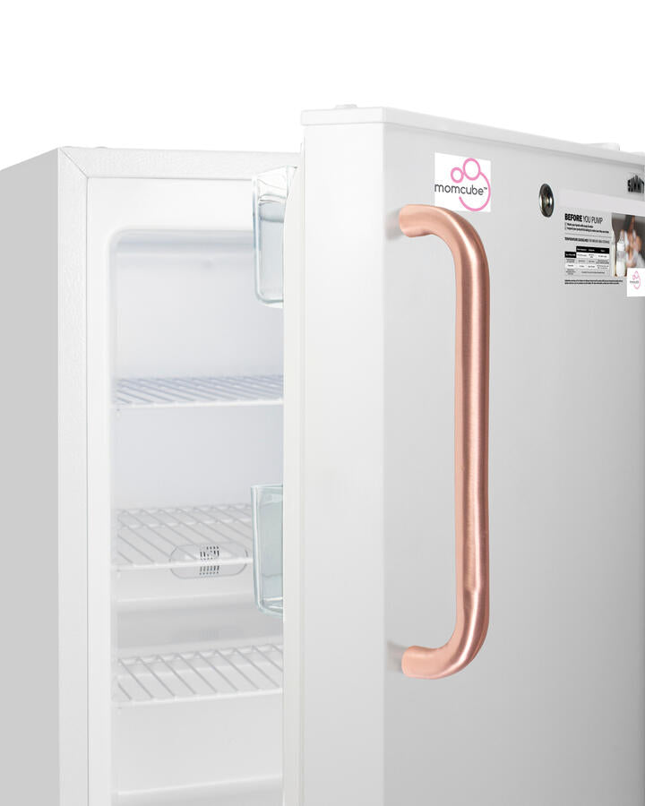 Summit ALFZ36LMCTBC Built-In Ada Compliant Momcube Residential All-Freezer In White With Antimicrobial Copper Handle, Keyed Lock, Door Storage, Digital Controls, And Manual Defrost Operation
