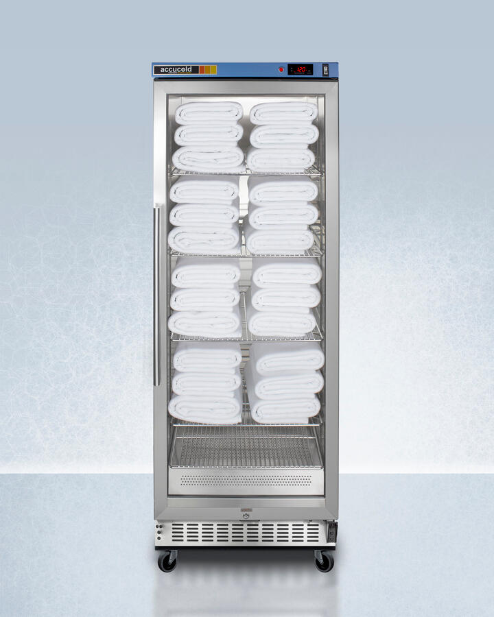 Summit PTHC125G Single Chamber Passive Heating Blanket Warmer With A Self-Closing Glass Door, Stainless Steel Interior, Digital Thermostat, Stainless Steel Cabinet, And Lock
