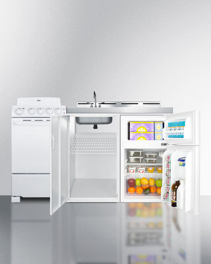 Summit ACK60COILW 60" Wide All-In-One Kitchenette With Electric Coil Range