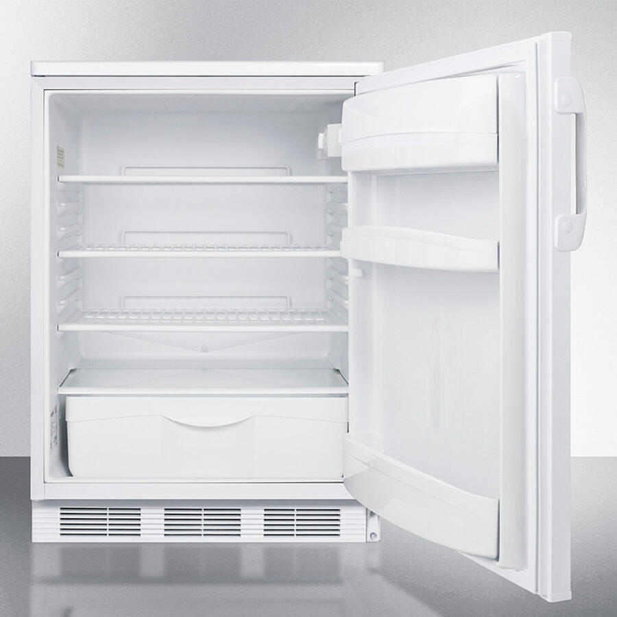 Summit FF6WBI Built-In Undercounter All-Refrigerator For General Purpose Use, With Automatic Defrost Operation And White Exterior