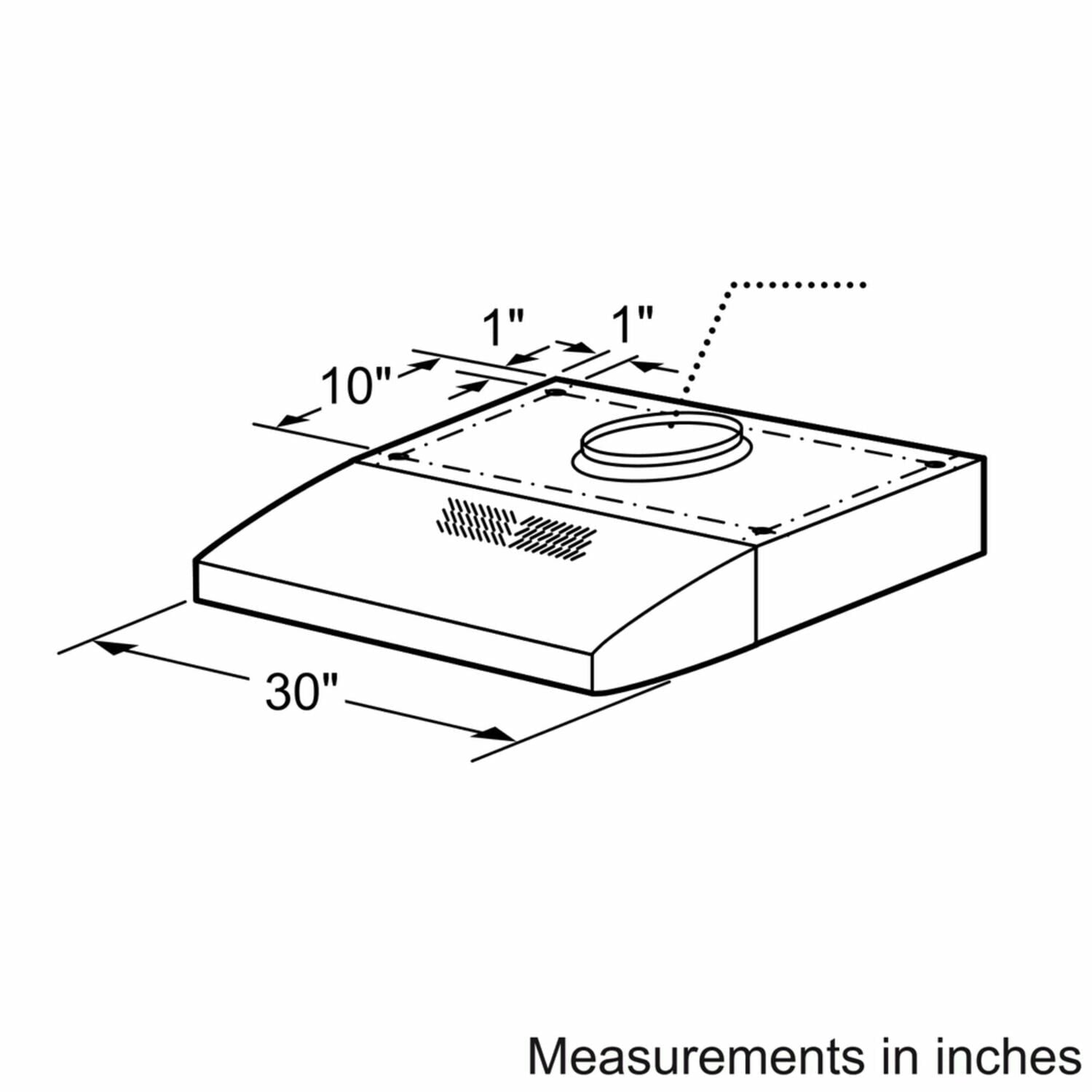 Bosch DUH30152UC 300 Series, 30" Under-Cabinet Hood, 280 Cfm, Incandescent Lights, Stnls