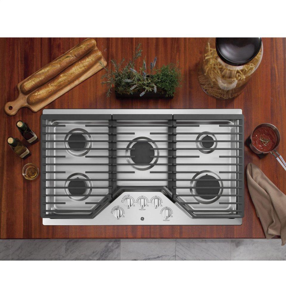 Ge Appliances JGP5036SLSS Ge® 36" Built-In Gas Cooktop With 5 Burners And Dishwasher Safe Grates