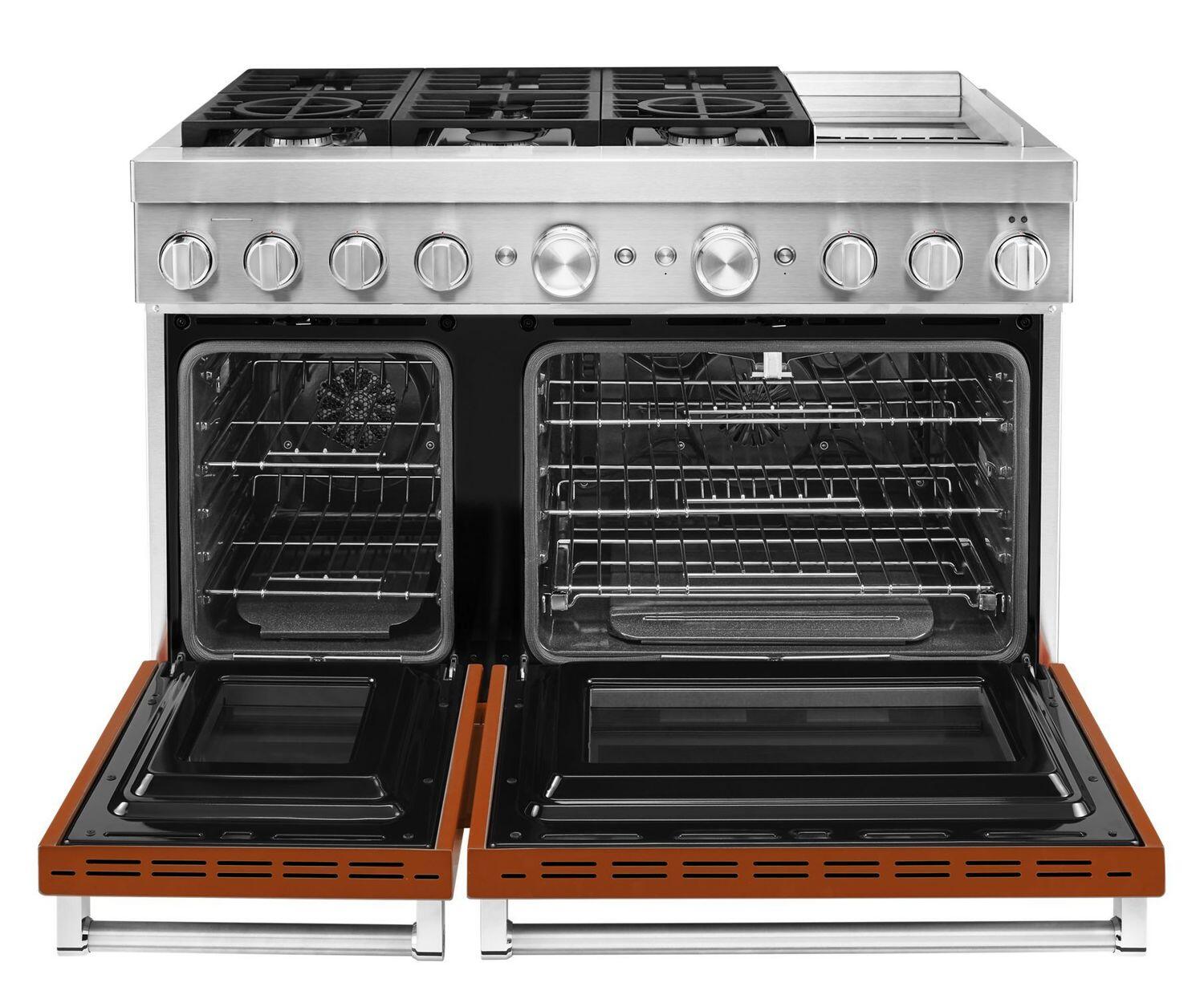 Kitchenaid KFDC558JSC Kitchenaid® 48'' Smart Commercial-Style Dual Fuel Range With Griddle Scorched Orange