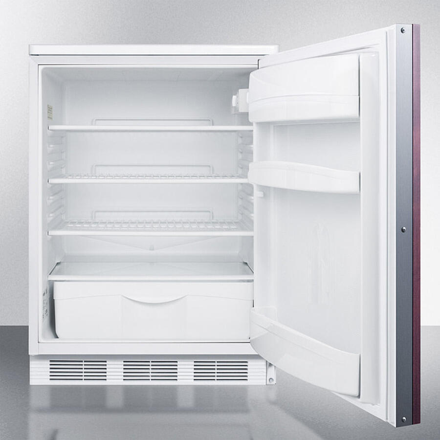 Summit FF6WBI7IF Commercially Listed Built-In Undercounter All-Refrigerator For General Purpose Use, Auto Defrost W/Integrated Door Frame For Overlay Panels And White Cabinet