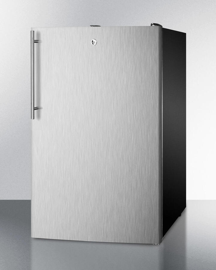 Summit FS408BL7SSHV Commercially Listed 20" Wide Counter Height All-Freezer, -20 C Capable With A Lock, Stainless Steel Door, Thin Handle And Black Cabinet