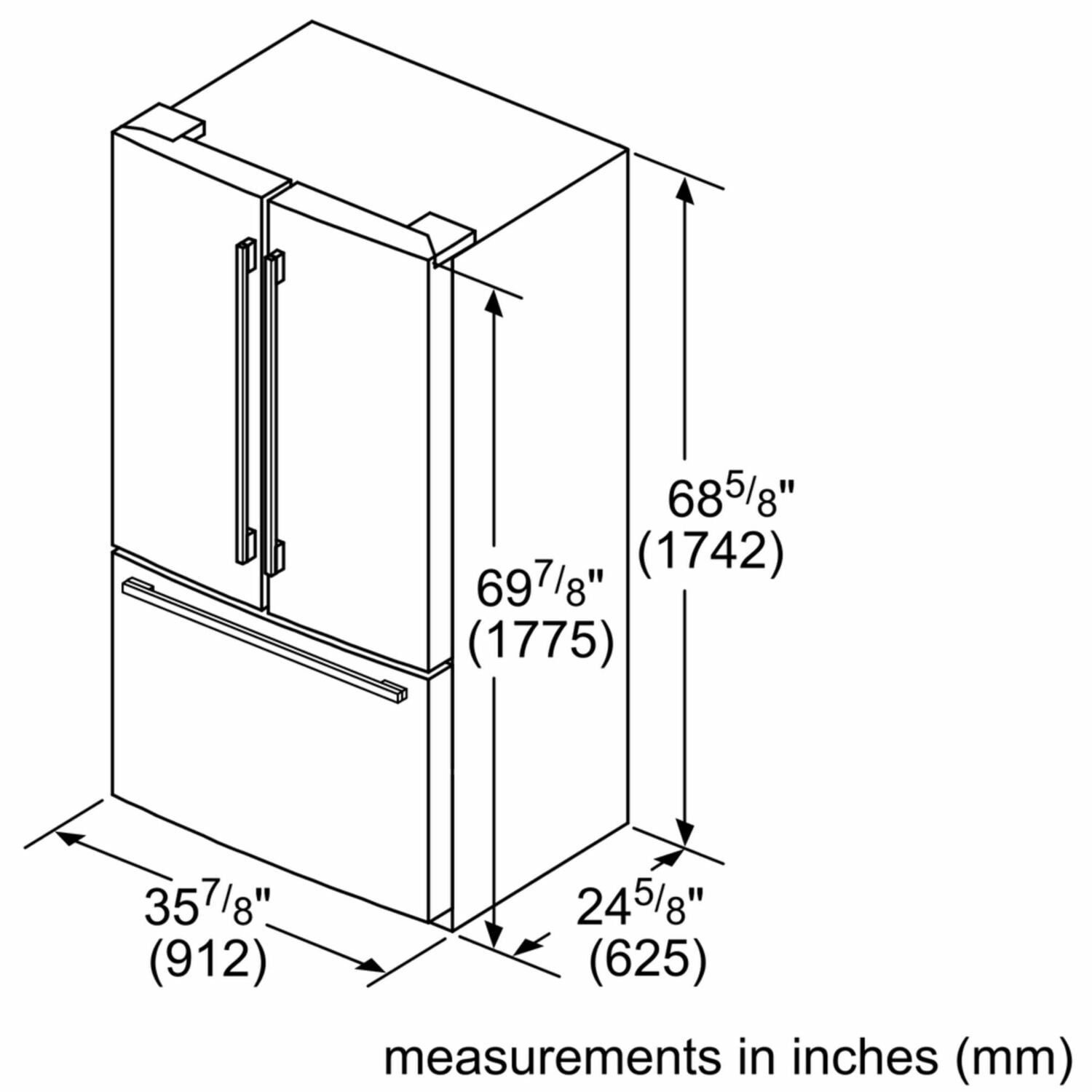 Bosch B21CT80SNS 800 Series French Door Bottom Mount Refrigerator 36'' Easy Clean Stainless Steel B21Ct80Sns