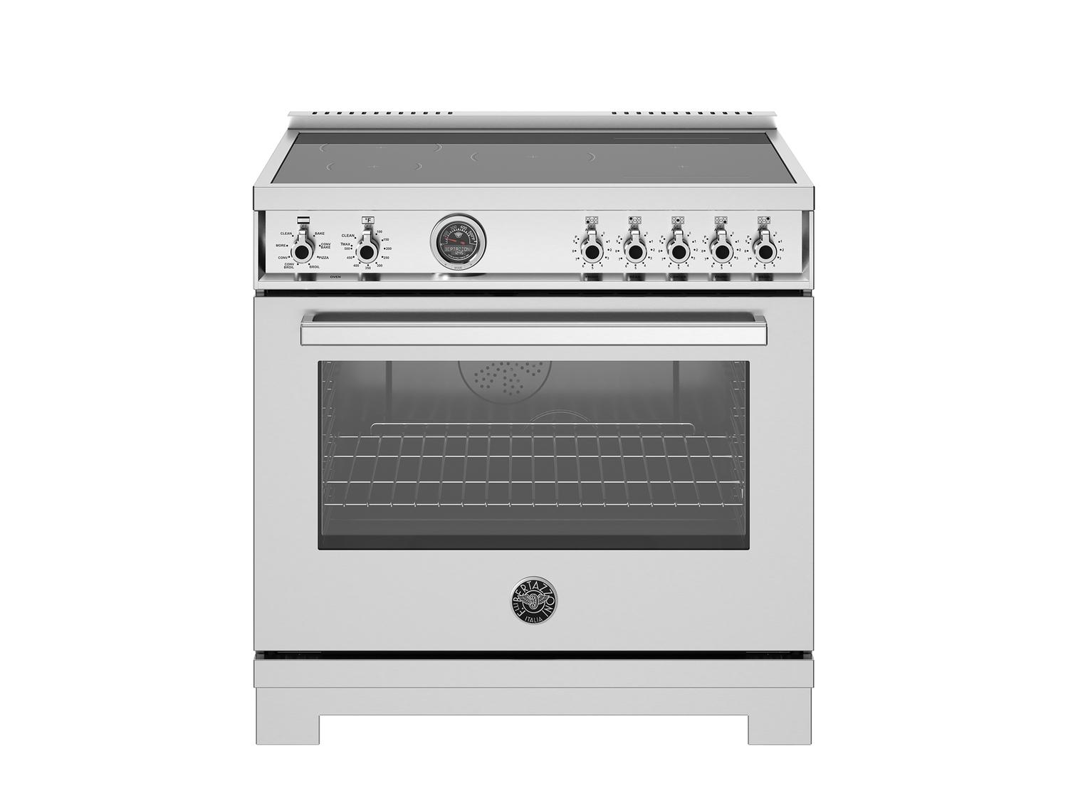 Bertazzoni PRO365ICFEPXT 36 Inch Induction Range, 5 Heating Zones And Cast Iron Griddle, Electric Self-Clean Oven Stainless Steel