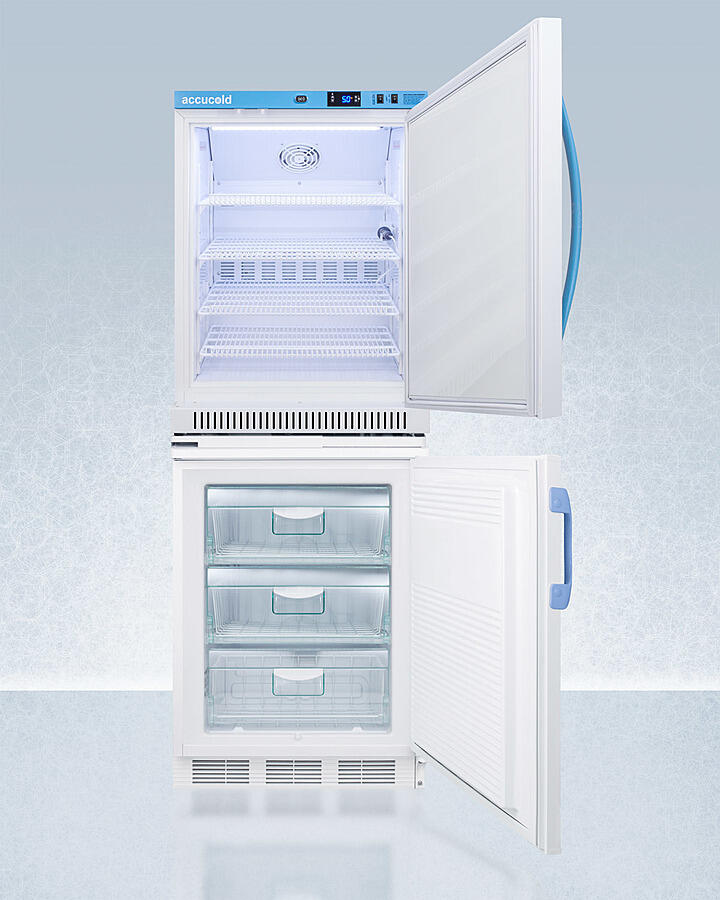 Summit ARS6PVVT65MLSTACKMED2 Stacked Combination Of Ars6Pv All-Refrigerator With Antimicrobial Silver-Ion Handle And Hospital Grade Cord With 'Green Dot' Plug And Vt65Mlbimed2 Manual Defrost All-Freezer For Vaccine Storage